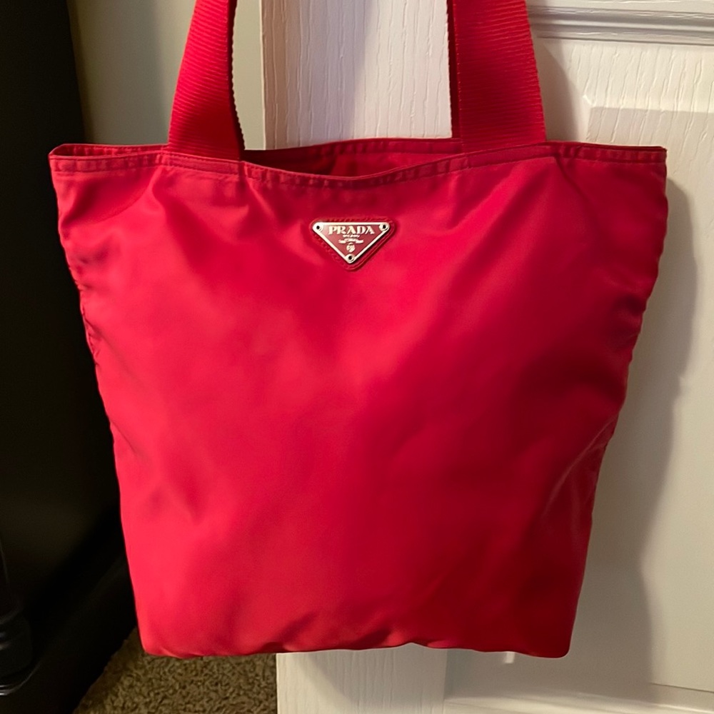 Authentic Prada Red Nylon Bag.  $500 OBO